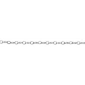 Sterling Silver Diamond and 3 Round Cable Chain 5.1mm + 2 mm