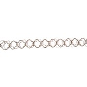 Sterling Silver Cable Chain: Clover Shape Engraved Wire Link 13 MM Black Rhodium