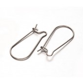 Sterling Silver Kidney Shape Ear Wires - 40 mm