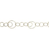 Sterling Silver Link Chain : Diamond Cut 11.5 and 7 mm Double Round with 3, 7.75 mm Round Links Gold Plated