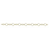 Sterling Silver Cable Chain: 3 Oval 4x6 mm + 1 Square link 10 mm Gold Plated