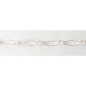 Sterling Silver Chain Dia. Cut Oval w/ Round Link 6.75x23.5mm
