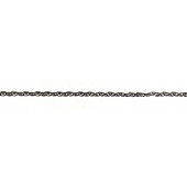 Sterling Silver Cable Chain With 1 Flat and 1 Twisted Wire Link 5.5x3.75 mm Black Rhodium