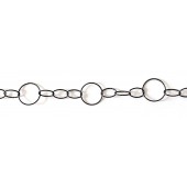 Sterling Silver Diamond Cut Link Chain  (Round Link  14.5 and 3 Oval Link 10 x 6  mm) Black Rhodium