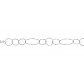 Sterling Silver Diamond Cut Link Chain  (Oval Link  13x7 and 3 Round 7 mm)