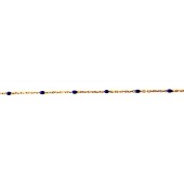 Sterling Silver Gold Plated Cable Chain 0.75 mm With Sterling Royal Blue Enamel Bead 