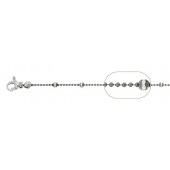 Sterling Silver Chain With Round 2 Tone Bead 20 inches Finish with Clasp Black Rhodium