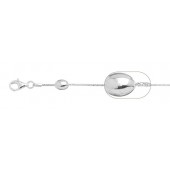 Sterling Silver Chain With Oval Bead 20 inches Finish with Clasp Black Rhodium