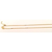Sterling Silver Box Chain 1.4 mm  Adjustable with Silicon Bead Gold Plated 24 Inch
