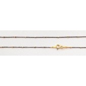 Sterling Silver Black Chain with Gold Cube Bead in a Gap 10 mm Finish With Clasp