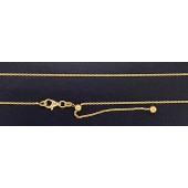 Sterling Silver Adjustable Rope Chain 1.1 mm With Clasp 22" Gold Plated