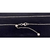 Sterling Silver Box Chain 0.95 Adjustable Chain With Clasp 22" Rhodium Plated